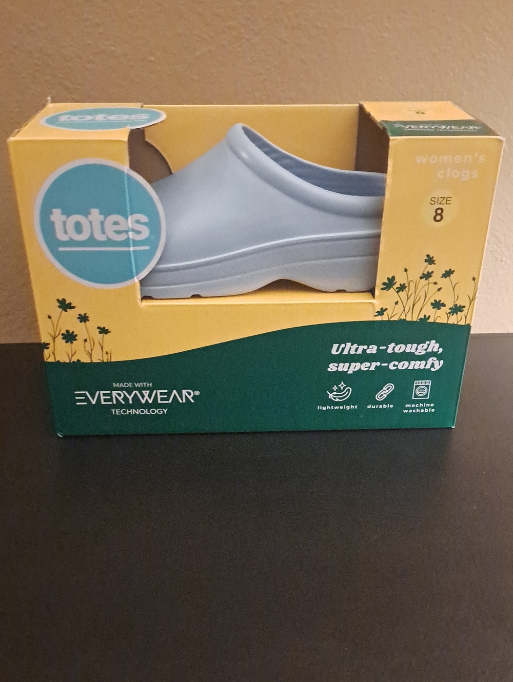 Women's Metallic Bonnie Blue Totes Everywear Bailey Clogs Size 8 New In Box